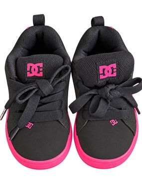 DC Court Graffik Kids Black Hot Pink Skate Sneakers Size 11